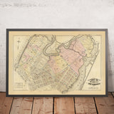 Old Map of Harlem, NYC by Bromley, 1879: Spuyten Duyvil Creek, Harlem River, Broadway, Kingsbridge Ave, University Ave