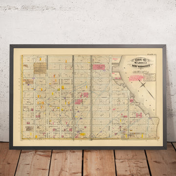 Mapa antiguo del Upper East Side, Nueva York, 1879: Carnegie Hill, Yorkville, East 86th St hasta East 95th St