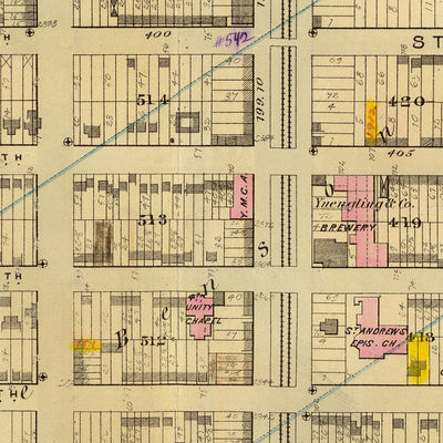 Old Map of Harlem, NYC by Bromley, 1879: Mount Morris Park, Harlem River, 1st-7th Avenues