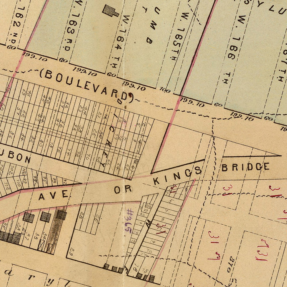 Old Map of Harlem, NYC by Bromley, 1879: Hudson River, Harlem River, High Bridge, Fort Washington, Audubon Park