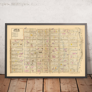 Alte Karte von Midtown East, NYC, 1879: St. Lukes Krankenhaus, St. Patrick&