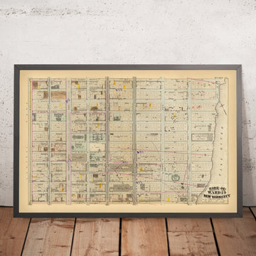 Alte Karte des Upper East Side & Lenox Hill, NYC 1879: Bibliothek, Presbyterian Hospital, NY Foundling Asylum, 7. Reg. Rüstungsplatz 