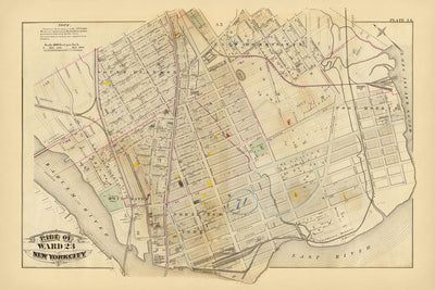 Mapa antiguo de la ciudad de Nueva York de Bromley, 1879: South Melrose, Mott Haven, St. Mary's Park, East River, ferrocarriles