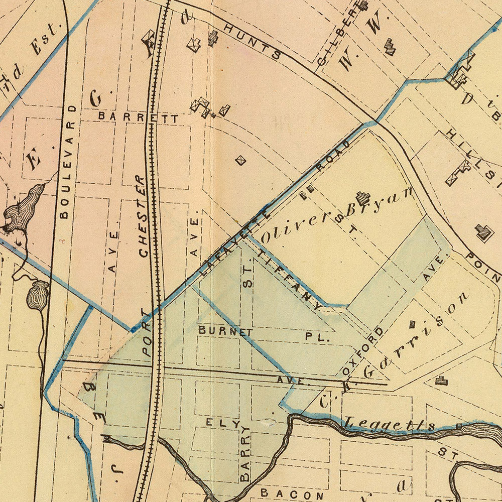 Old Map of the Bronx, NYC by Bromley, 1879: Wards Island, Hell Gate, Spoffords Point, Barrettos Point, East River