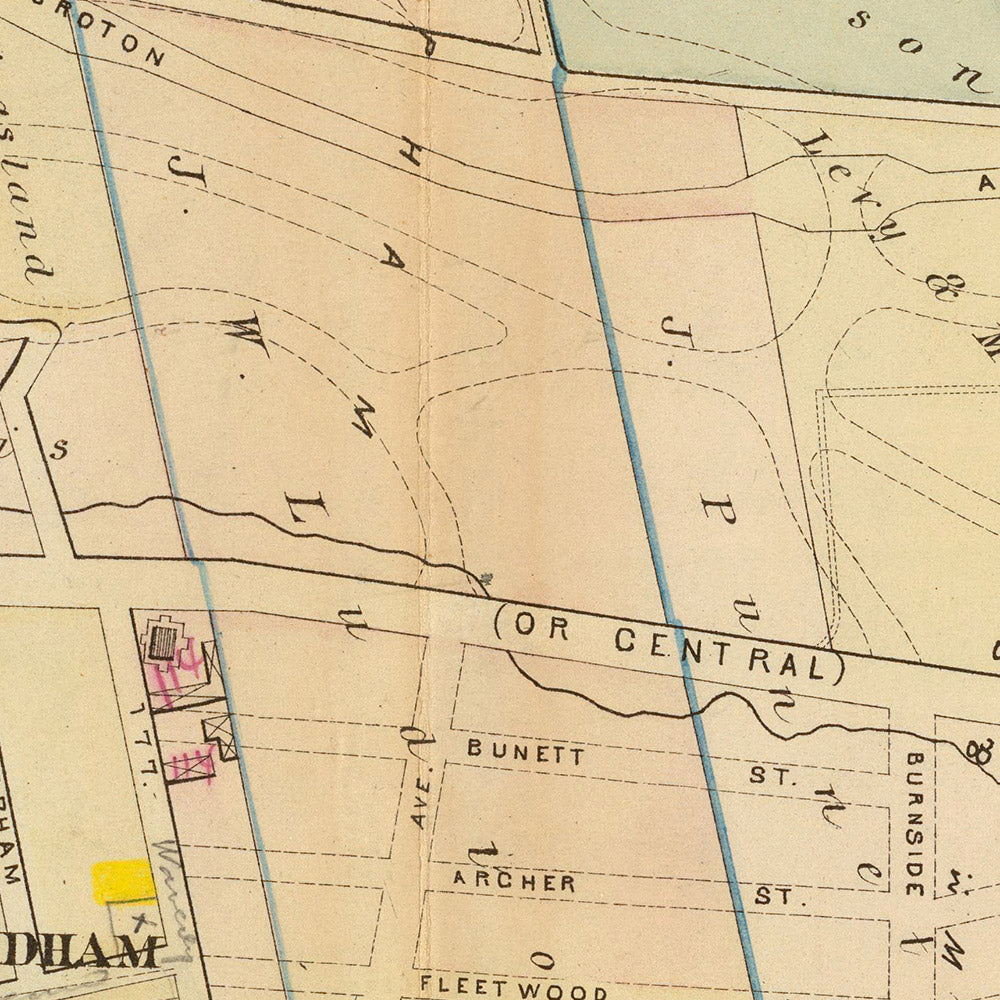 Old Map of the Bronx, NYC by Bromley, 1879: South Fordham, Mount Hope, Upper Morrisania, Fordham, Harlem River