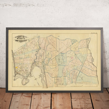 Ancienne carte du Bronx, NYC par Bromley, 1879 : Fordham, Belmont, East Tremont, Bronx River, St. Johns College 