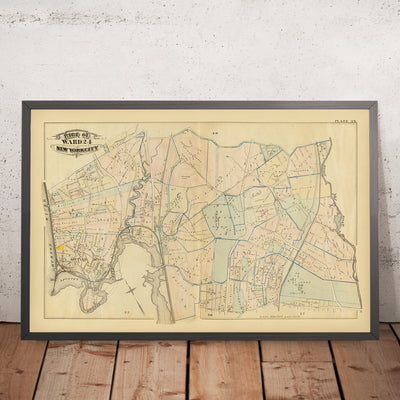 Mapa antiguo de la ciudad de Nueva York de Bromley, 1879: Fordham, Belmont, East Tremont, río Bronx, St. Johns College