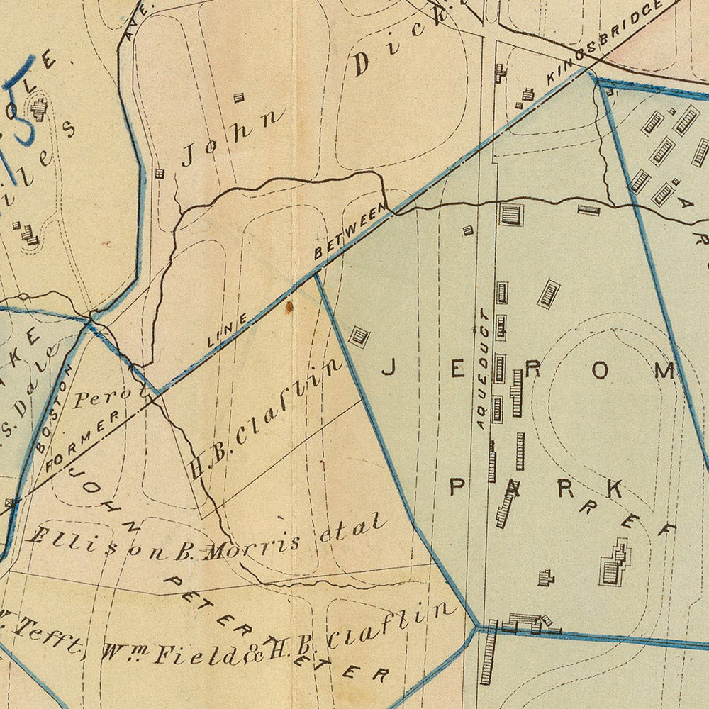 Mapa antiguo de la ciudad de Nueva York de Bromley, 1879: Fordham, Belmont, East Tremont, río Bronx, St. Johns College