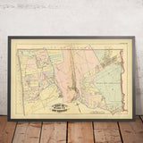 Ancienne carte du Bronx, NYC par Bromley, 1879 : Cimetière de Woodlawn, Lac Van Cortlandt, Mont St. Vincent 