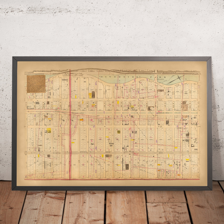 Alte Karte des Upper West Side, NYC, 1879: Riverside Park, West 81. bis West 101. Straße 