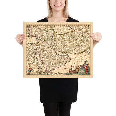 Alte Karte von Persien, Anatolien, Armenien und Arabien von Visscher, 1690: Naher Osten, Amman, Teheran, Riad, König-Salman-Reservat