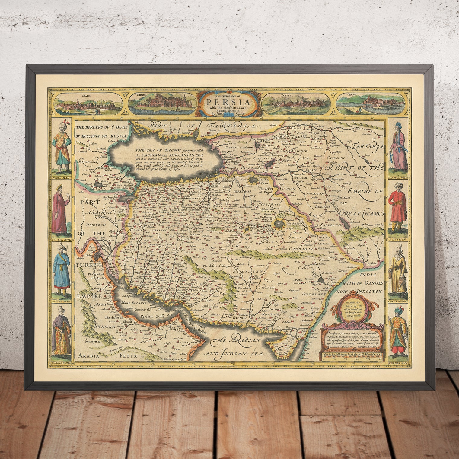 Old Rare Map of the Persian Empire by Speed, 1627: Iran, Middle
