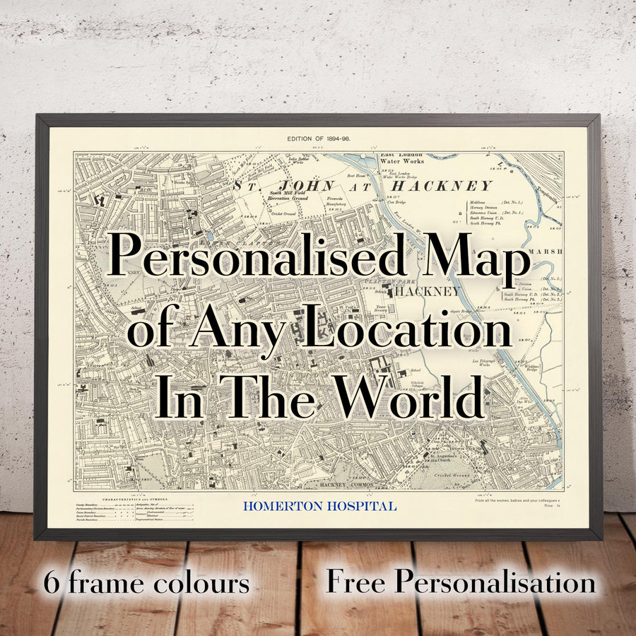 Mapa antiguo personalizado - Crea tu propio mapa de calles con código postal/código ZIP de los años 1800 y 1900 de la Ordnance Survey 