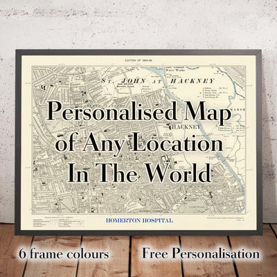 Personalisierte alte Karte (UK) - Gestalten Sie Ihre eigene Ordnance Survey Postcode-Karte aus den 1800er und 1900er Jahren