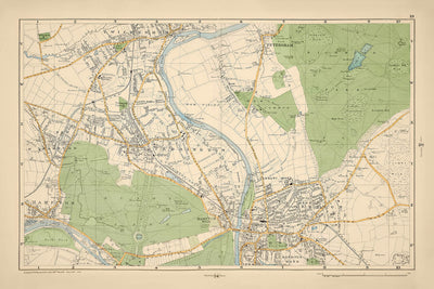 Alte Karte von London, 1900: Bushy Park, Richmond Park, Ham Common, Kingston, Twickenham