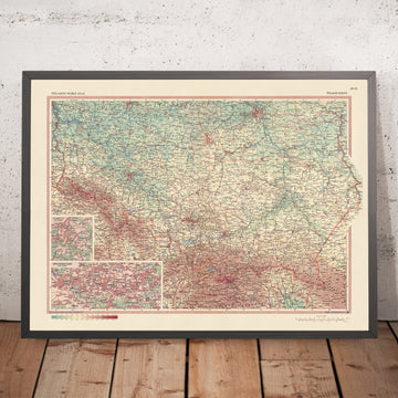 Mappa antica della Polonia meridionale, 1967: Varsavia, Cracovia, Lodz, fiume Vistola, Monti Carpazi 