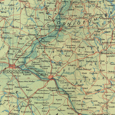 Alte Karte von Polen, 1967: Danzig, Warschau, Bialystok, Kaliningrad, Weichsel