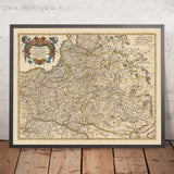 Alte Karte von Polen von Visscher, 1690: Warschau, Wilna, Minsk, Wien, Kiew 