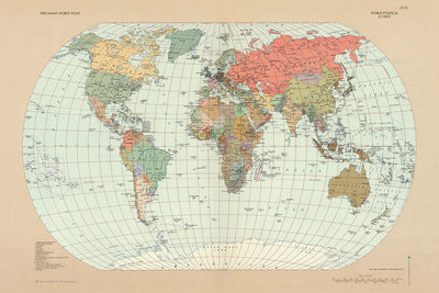 Old Political World Map, 1967: Cold War Era, Detailed Political Boundaries