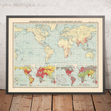 Old World Map of Protestant Missions, 1923: Christianity, Race & Religion Infographic, Gall Projection