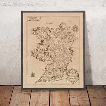 Antica mappa del Connacht di Petty, 1685: Galway, Leitrim, Mayo, Sligo, Roscommon 