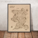 Ancienne carte du Connacht par Petty, 1685 : Galway, Leitrim, Mayo, Sligo, Roscommon 