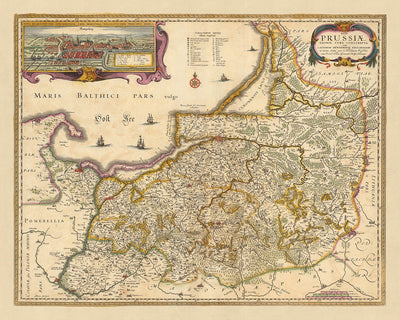 Alte Karte von Preußen von Visscher, 1690: Danzig, Elbląg, Klaipėda, Kaliningrad, Brodnicki Park Krajobrazowy
