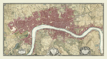Complete Large Map of London in 1746 by John Rocque