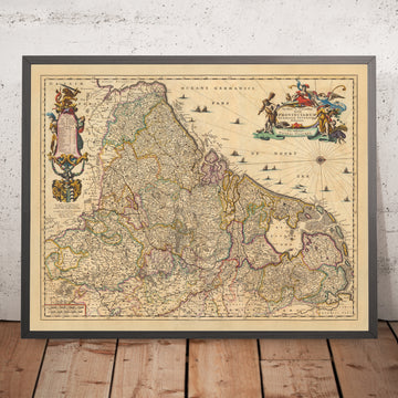 Old Map of The Seventeen Provinces by Visscher, 1690: Amsterdam, Brussels, Luxembourg, Rotterdam, Antwerp