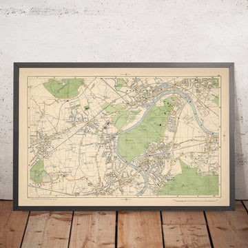 Mappa antica di West London, 1900: Brentford, Richmond, Kew Gardens, Isleworth, Old Deer Park 