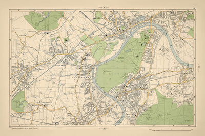 Alte Karte von London, 1900: Brentford, Richmond, Kew Gardens, Isleworth, Old Deer Park