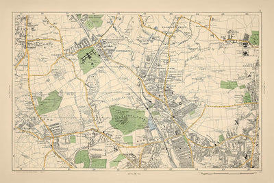 Alte Karte von London von Bacon, 1900: Colney Hatch, Alexandra Park, Muswell Hill, Hornsey, Palmers Green