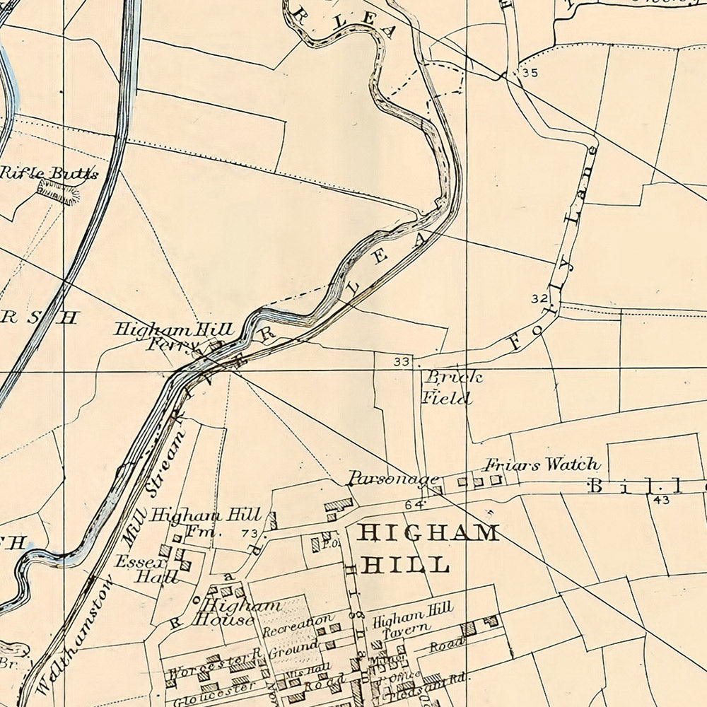 Alte Karte von London, 1900: Edmonton, Tottenham, Walthamstow, Stauseen, Woodford Park