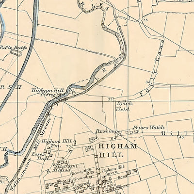 Mapa antiguo de Londres, 1900: Edmonton, Tottenham, Walthamstow, embalses, Woodford Park