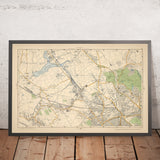 Alte Karte von Nord-London, 1900: Kingsbury, Hampstead Heath, Golders Green, Brent, Belsize, Willesden 