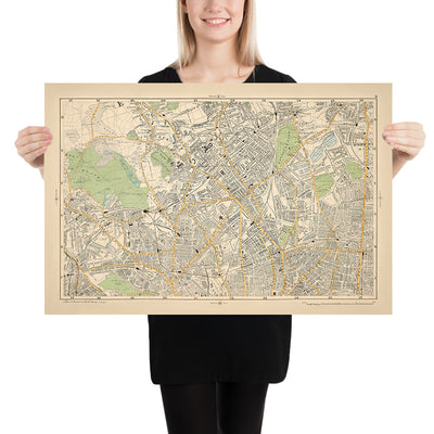 Alte Karte von London, 1900: Hampstead Heath, Camden, Highgate, Finsbury Park, Stoke Newington