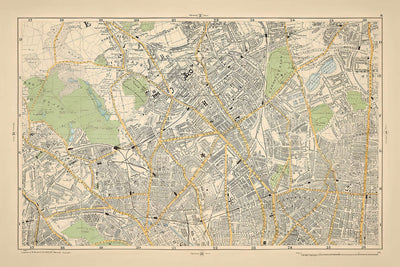 Alte Karte von London, 1900: Hampstead Heath, Camden, Highgate, Finsbury Park, Stoke Newington