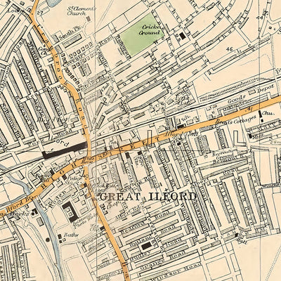 Alte Karte von London, 1900: Wanstead, Ilford, Barking, Wanstead Flats, West Ham Park