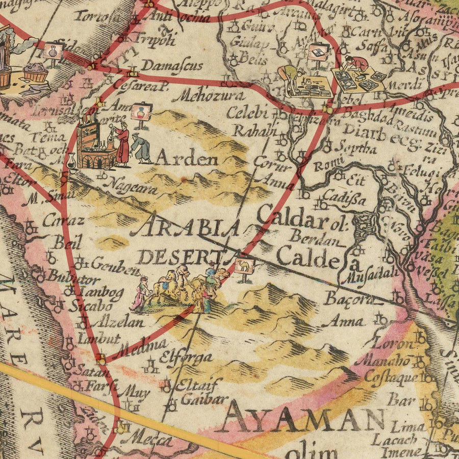 Alte Karte der Seidenstraße, 1640 von Willem Blaeu & The Unique Maps Co. 