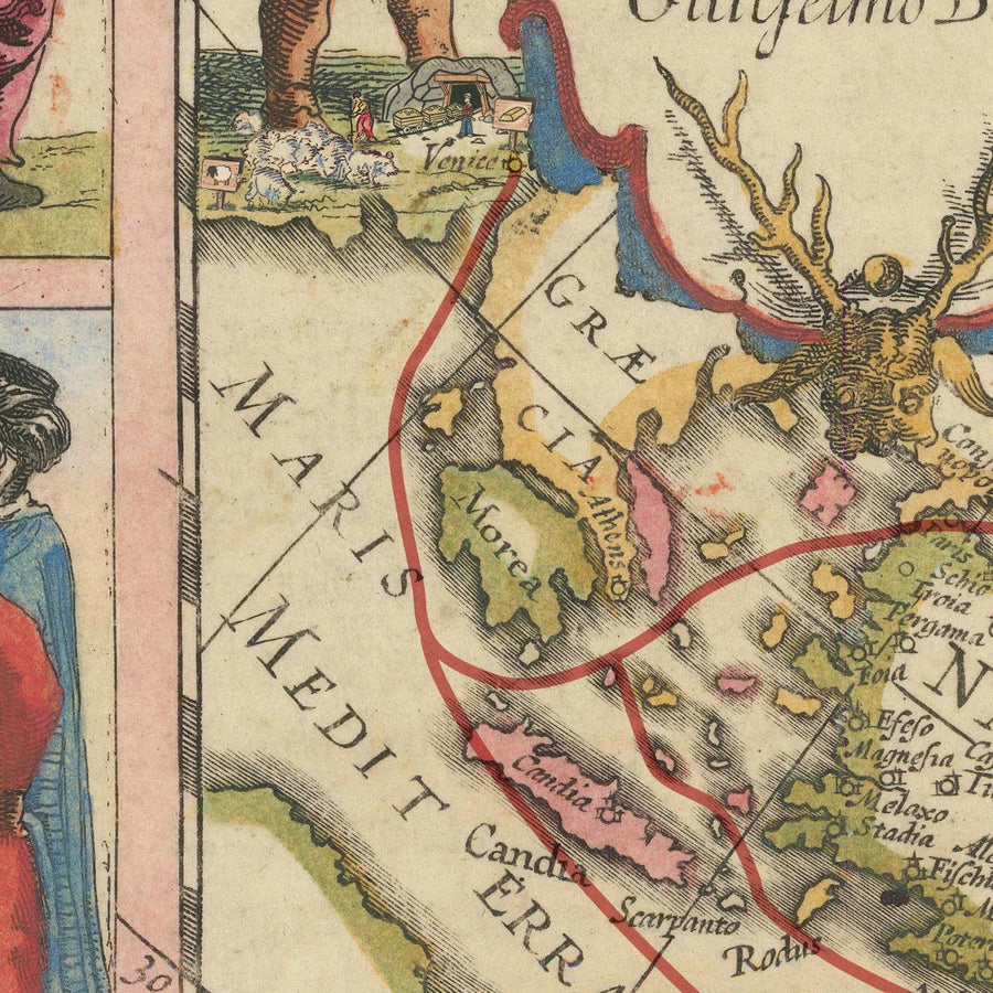 Alte Karte der Seidenstraße, 1640 von Willem Blaeu & The Unique Maps Co. 