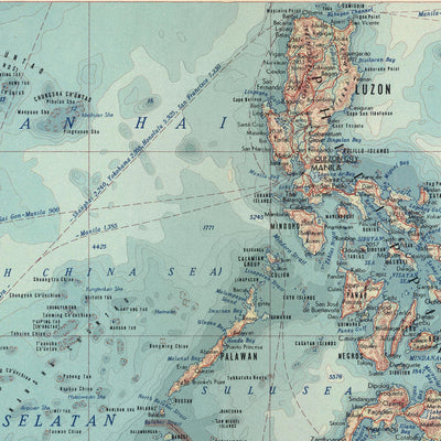 Old Map of Southeast Asia, 1967: Asiatic or Malay Archipelago - Indonesia, Malaysia, Philippines, Brunei