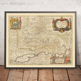 Mappa antica della Russia meridionale di Visscher, 1690: Mosca, Jaroslavl, Vologda, Nizhny Novgorod, Rostov sul Don 