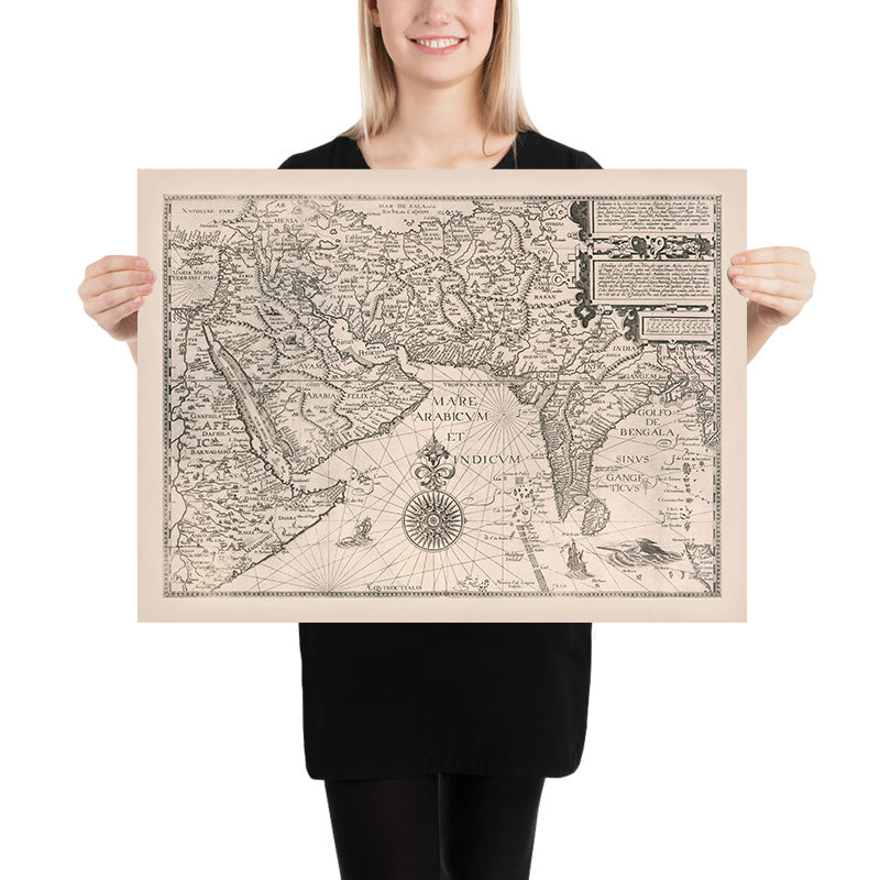 Old Map of Middle East and South Asia by Linschoten, 1595