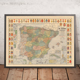 Ancienne carte de l'Espagne et du Portugal par Dosseray, 1892 : Empires, Colonies, Porto Rico, Philippines, Cuba