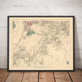 Mappa dei colori antica del sud-est di Londra, 1891 - Lewisham, Ladywell, Brockley, Catford - SE4, SE13, SE23, SE6 