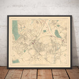 Old Colour Map of South West London, 1891 - Wimbledon, Merton, Summerstown - SW19, SW17 SW20