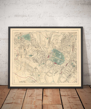 Alte Farbkarte von Südost-London, 1891 - Norwood, Crystal Palace, Penge, Sydenham - SE27, SE19, SE20, SE26 