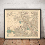Alte Farbkarte von West-London, 1891 - St Johns Wood, Kilburn, Kensal Green, Finchley Rd, Willesden - NW6, NW8, NW2, W9, W10 