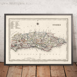 Old Map of East and West Sussex by Samuel Lewis, 1844: Brighton, Crawley, Worthing, Eastbourne, and Hastings