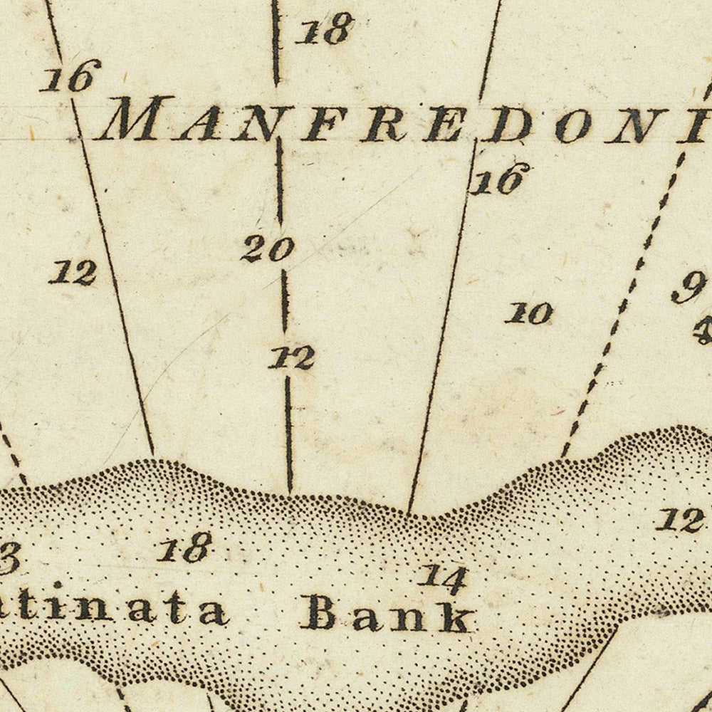Alte Seekarte des Golfs von Manfredonia von Heather, 1802: Halbinsel Gargano, Tremiti-Inseln, Fort St. Angelo